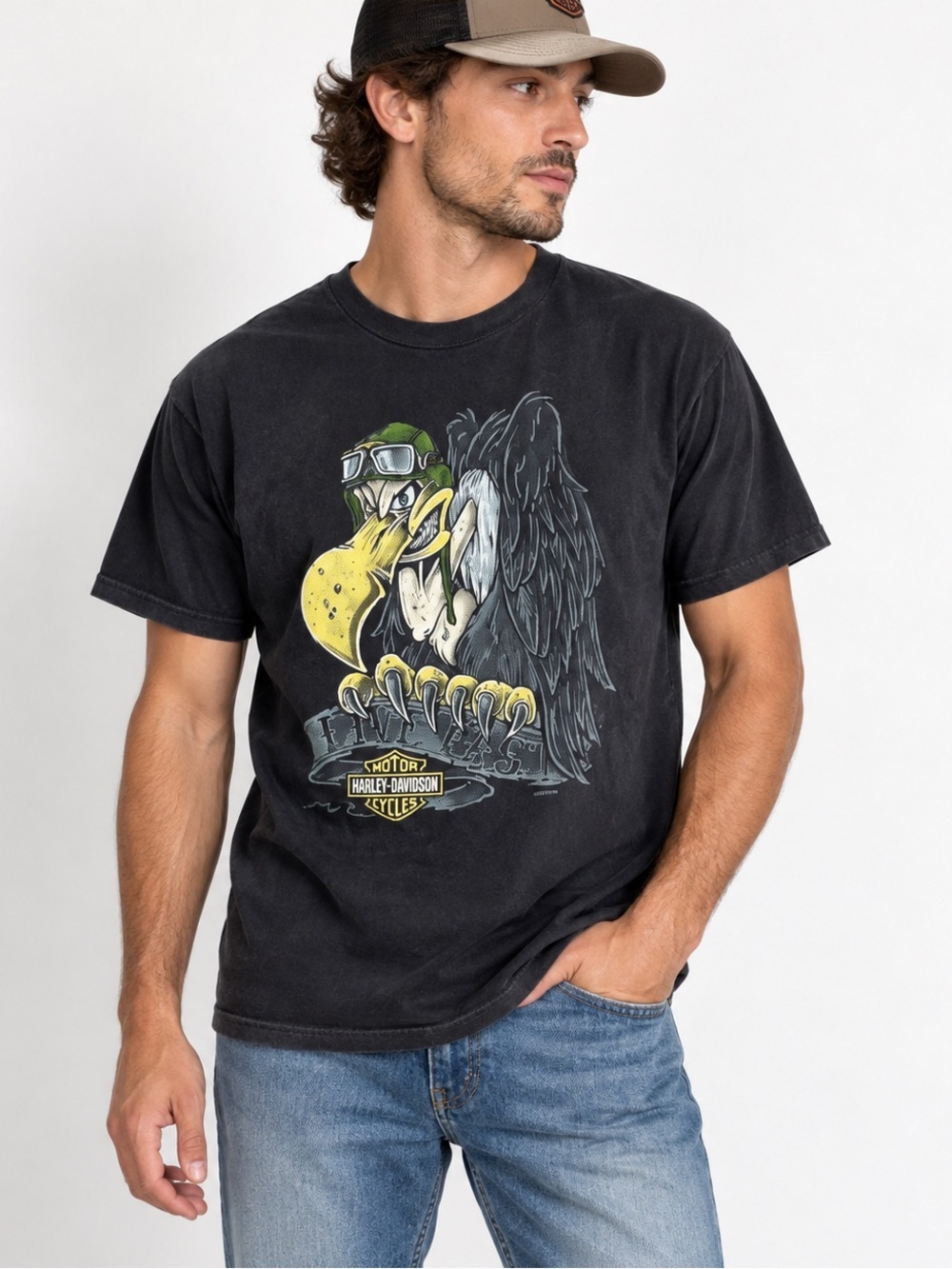 Harley Davidson T-Shirt Mens Small Eagle Graphic Gatineau Quebec Black